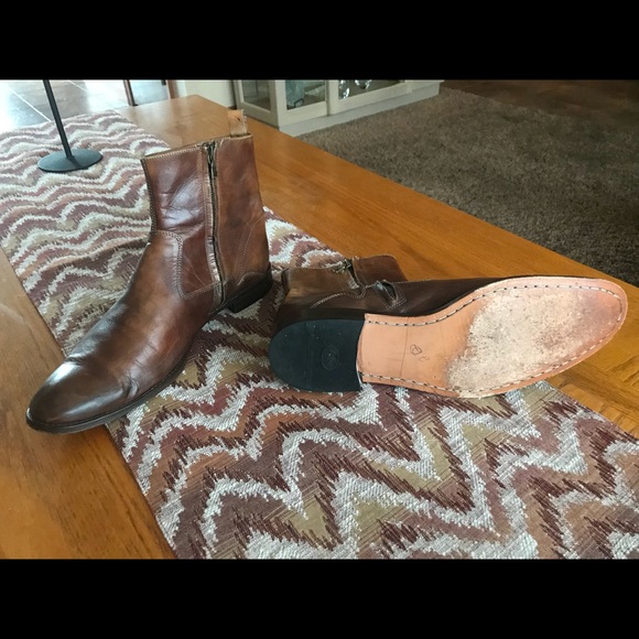John Varvatos Brown Side Zip Boots - Picture 4 of 4